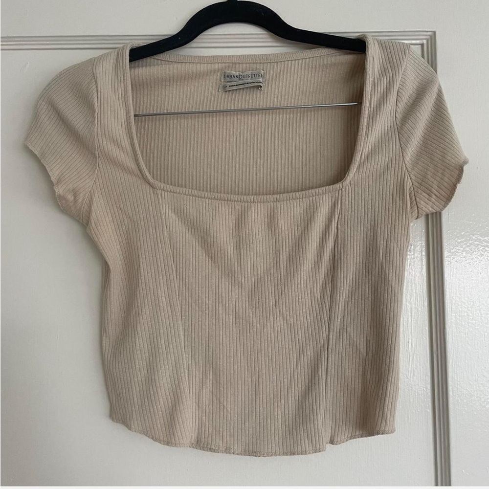 Women's Cream Ribbed Top